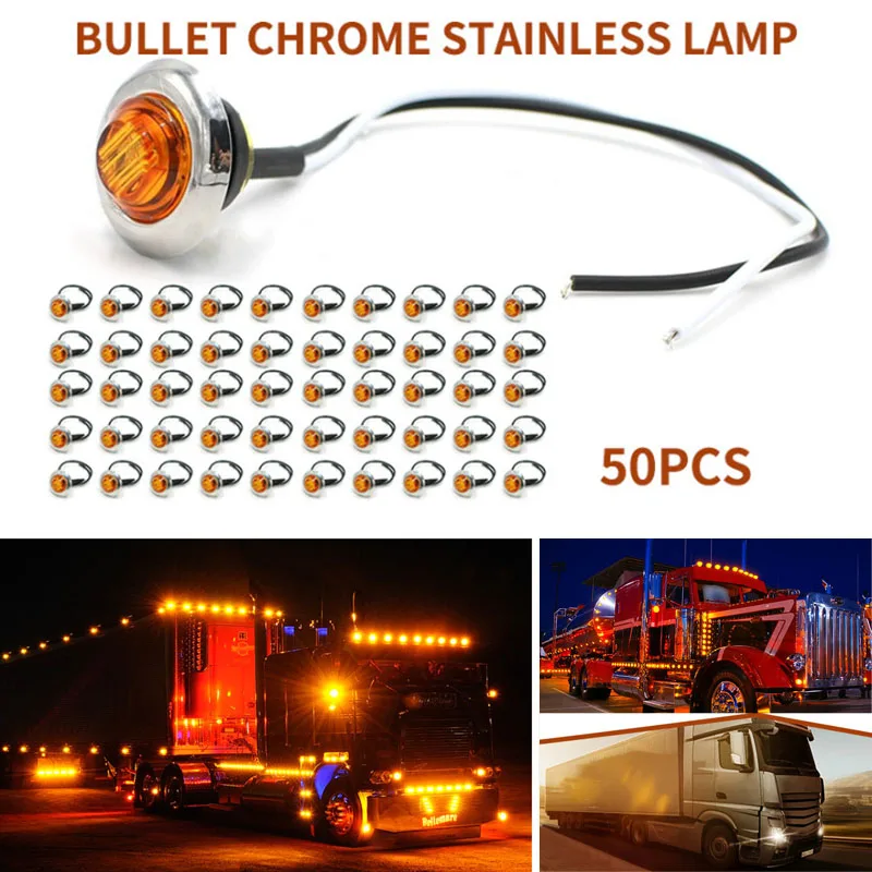 50pcs LED Round Side Marker Lights 3/4