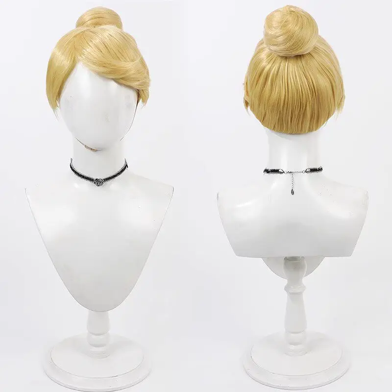 2 Types Western Princess Style Cinderella Cosplay Wig Golden Yellow Synthetic Hair Heat Resistant Fiber