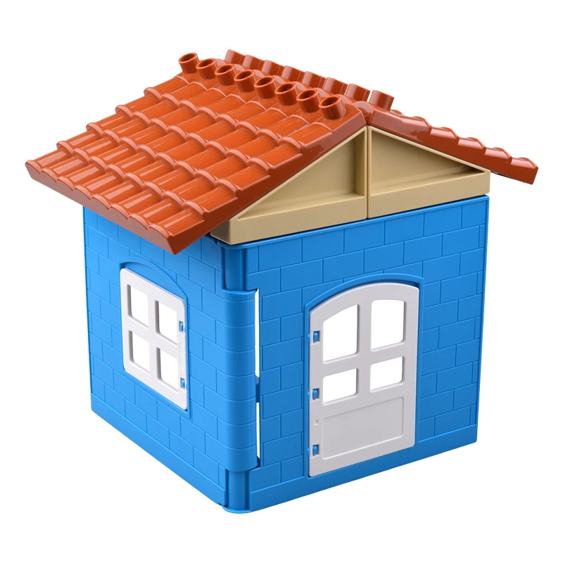 Große Bausteine, Hauszubehörteile, Dach, Fenster, Wandkonstruktion, Zusammenbau von Ziegeln, Lernspielzeug für Kinder, Geschenk – Detail 4