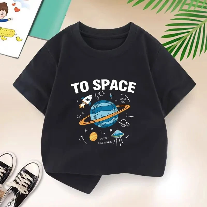 

Новые топы Y2K Explore Space с графическим принтом для маленьких мальчиков, футболка с героями мультфильмов для подростков, детские топы, летняя футболка с героями мультфильмов 6, 8, 10, 12 лет