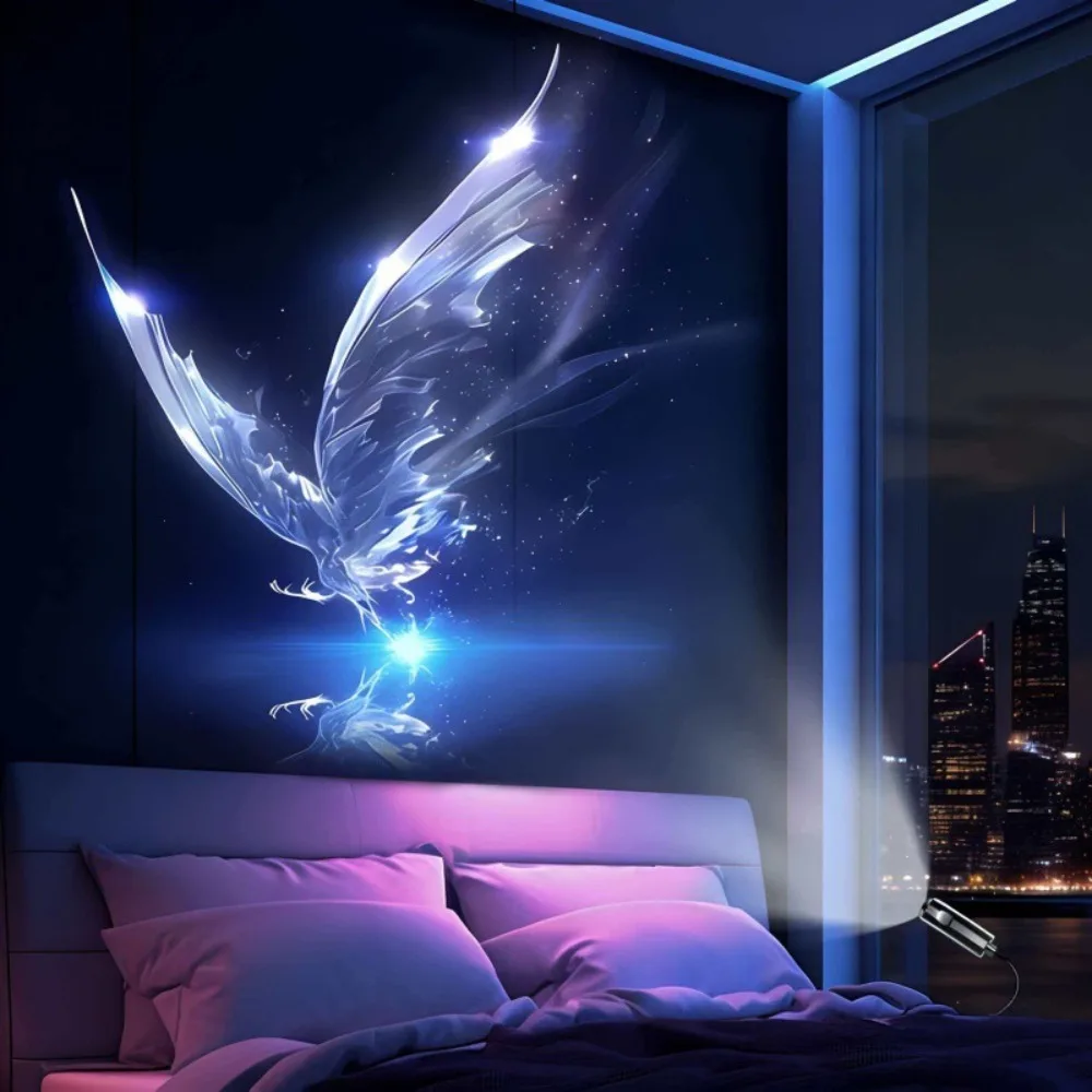 Ocean Theme USB Projector Night Light 8 Replaceable Lamp Sheets Mini Portable Dreamy Butterfly Starry Sky Lamp Galaxy Theme
