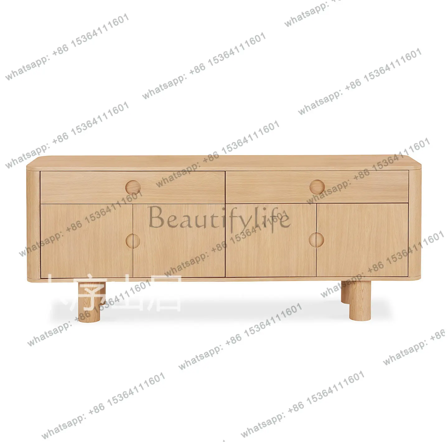 Medieval wabi-sandy wind solid wood dining side cabinet household living room entrance simple and minimalist storage cabinet