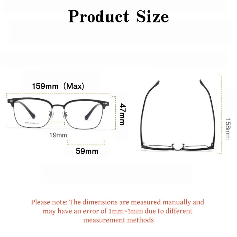 YIMARUILI Big Size Men's Business Myopia Glasses Retro Square Blue Light Blocking Reading Progressive Multifocal Eyeglasses 8347