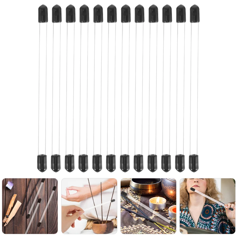 20 Pcs Agarwood Tube Incense Sticks Portable Holder Round with Lid Container Cover Acrylic Storage