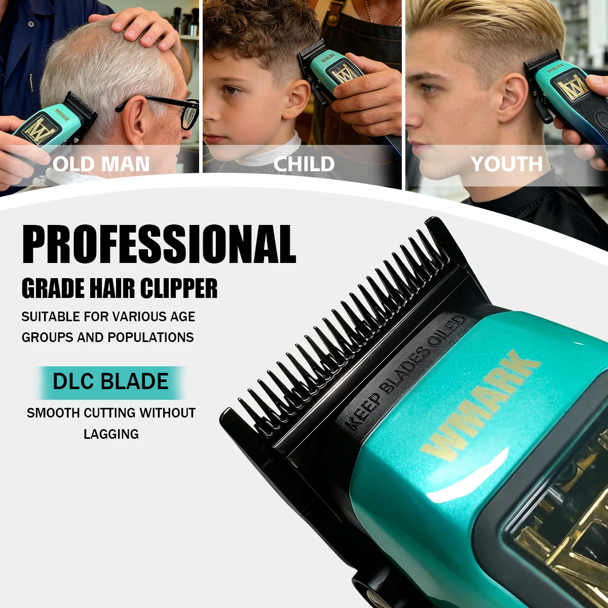 WMARK Professional Hair Clipper DLC Blade Hair Trimmer 10000RPM W