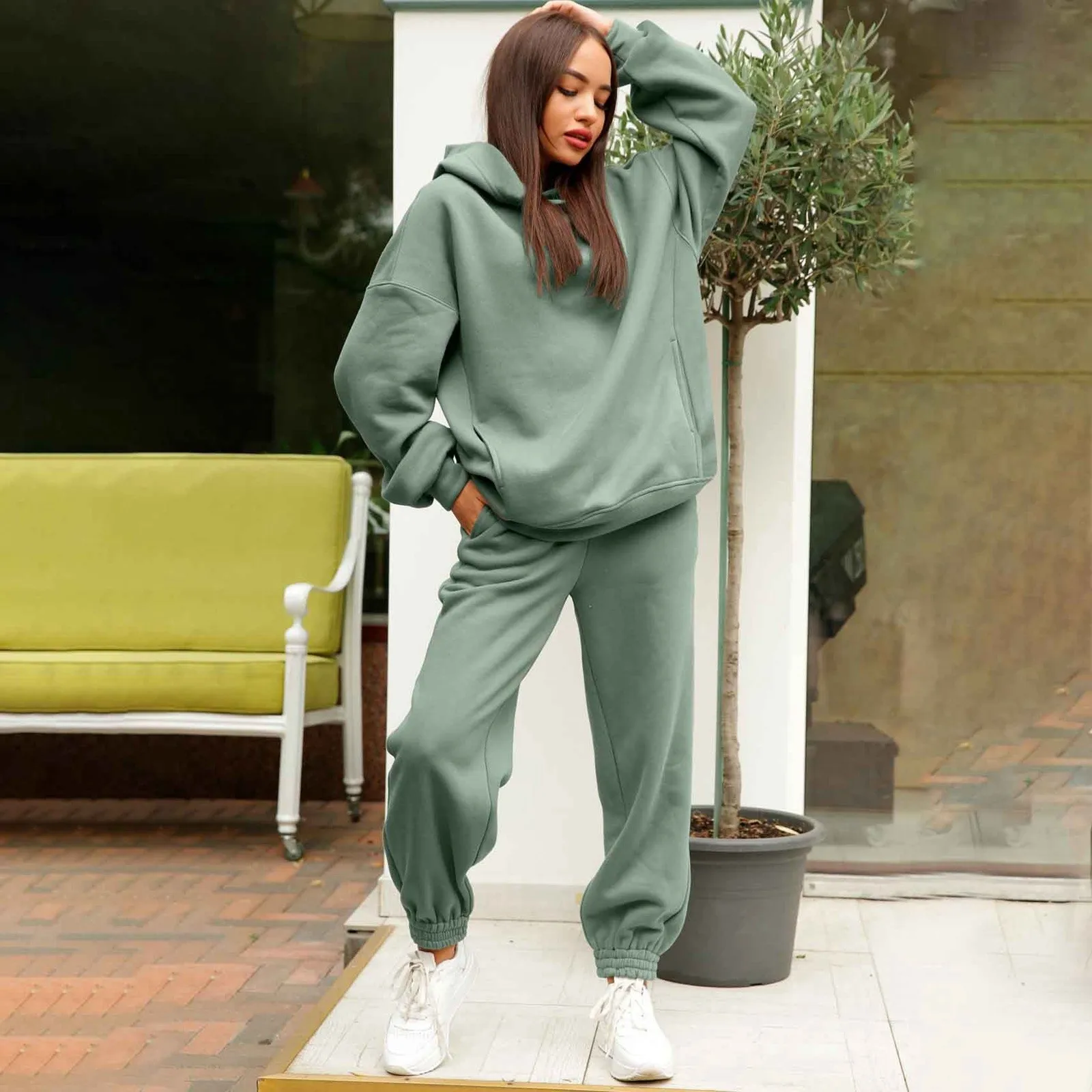 Autumn 2 Piece Outfits Oversized Hoodies+Pants Streetwear Sport Suit Spring Two Piece Set Woman Set Women\'s Female Tracksuit