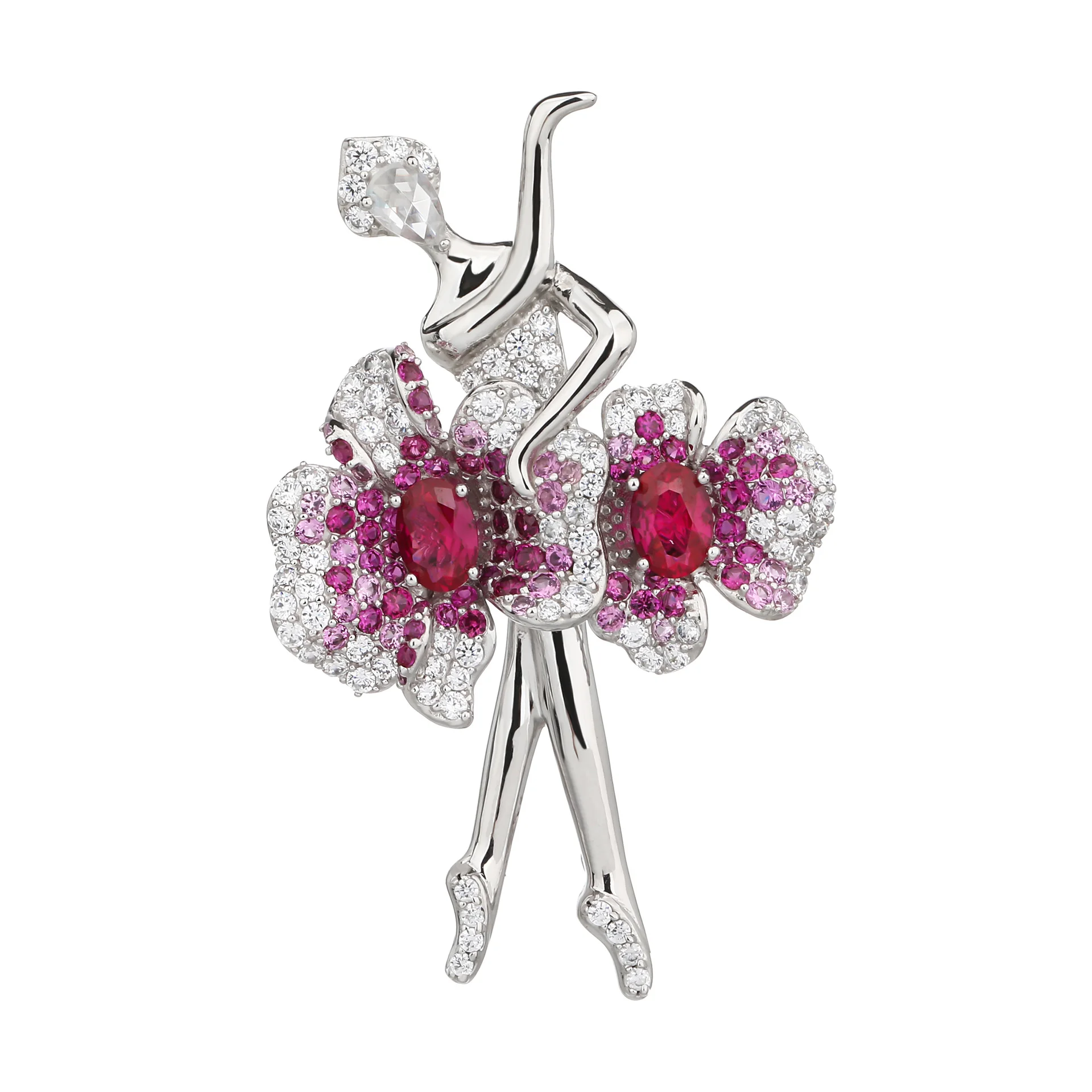 

BELLUX танцор серии S925 серебро синтетический циркон материал танцующая девушка брошь изысканный легкий роскошный дизайн ювелирных изделий