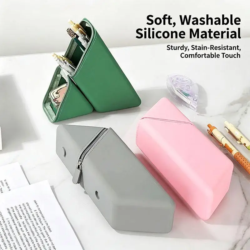 Stylish Silicone Pen Holder-Foldable Desktop Organizer for Office Study Multi-Purpose Stationery Cup Perfect Gift for Students