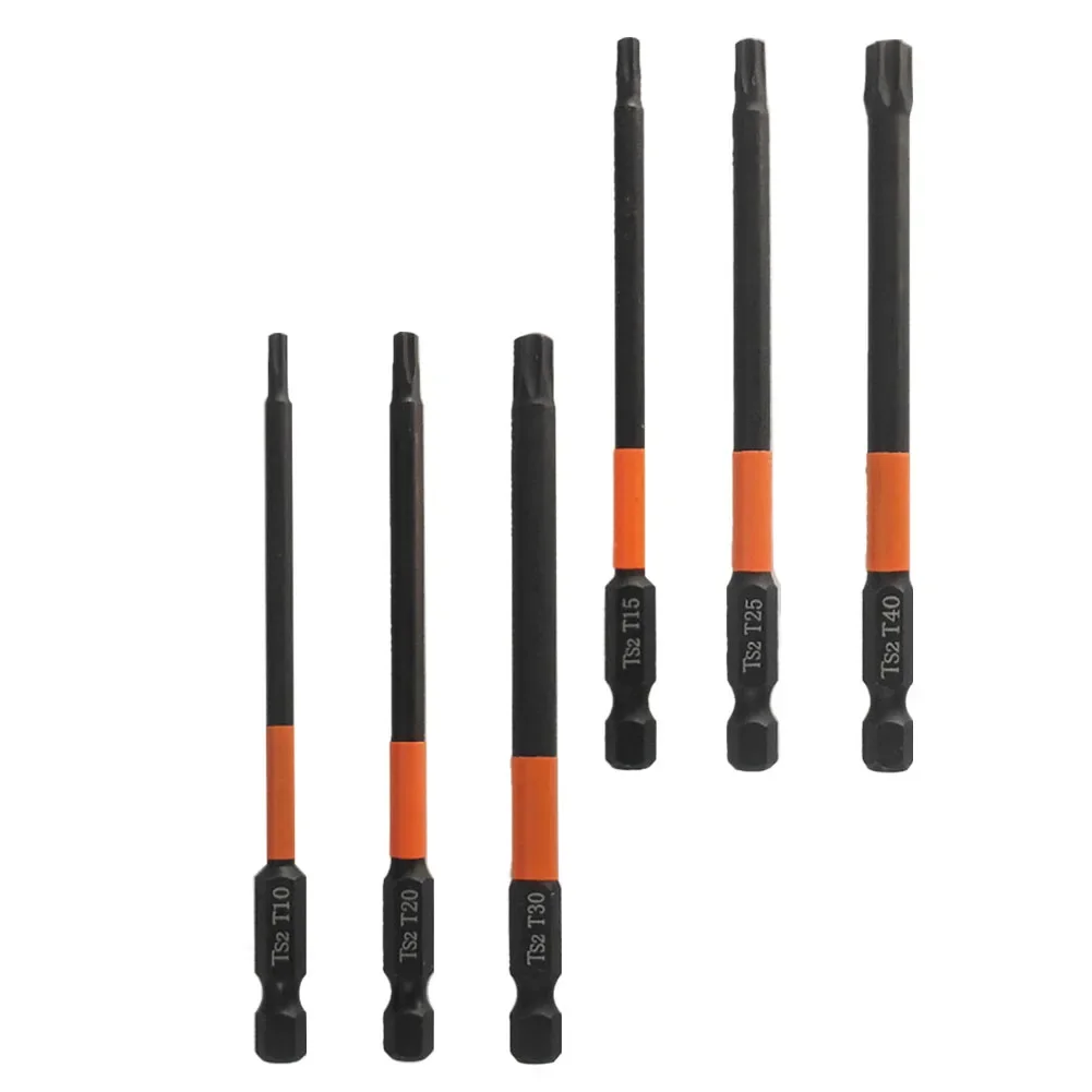 Broca de cabeza hexagonal de 100mm y 1/4 pulgadas, puntas de destornillador Torx magnético para T10-T40, broca de cabeza hexagonal, destornillador Torx magnético, 1 ud.