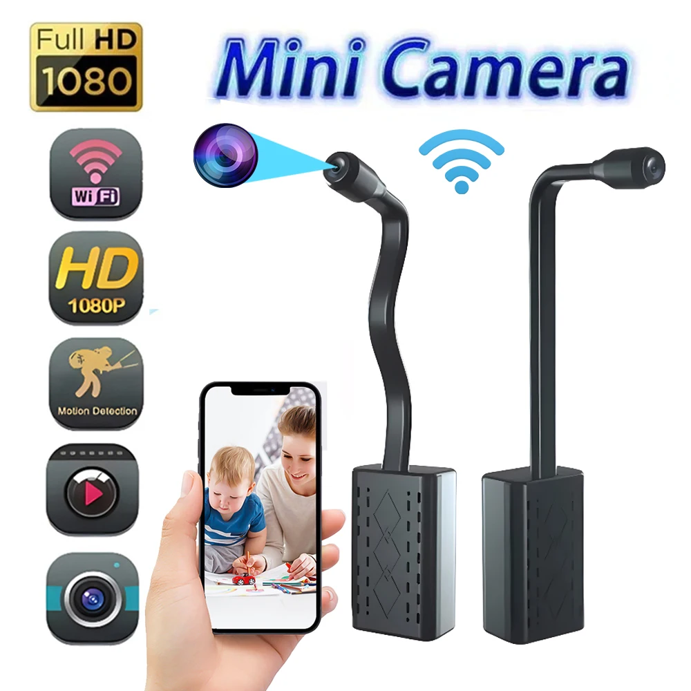 

HD 1080P WiFi Mini Camera Portable Video Recorder Micro Camcorder P2P Wireless Webcam Loop Recording Support Remote Viewing
