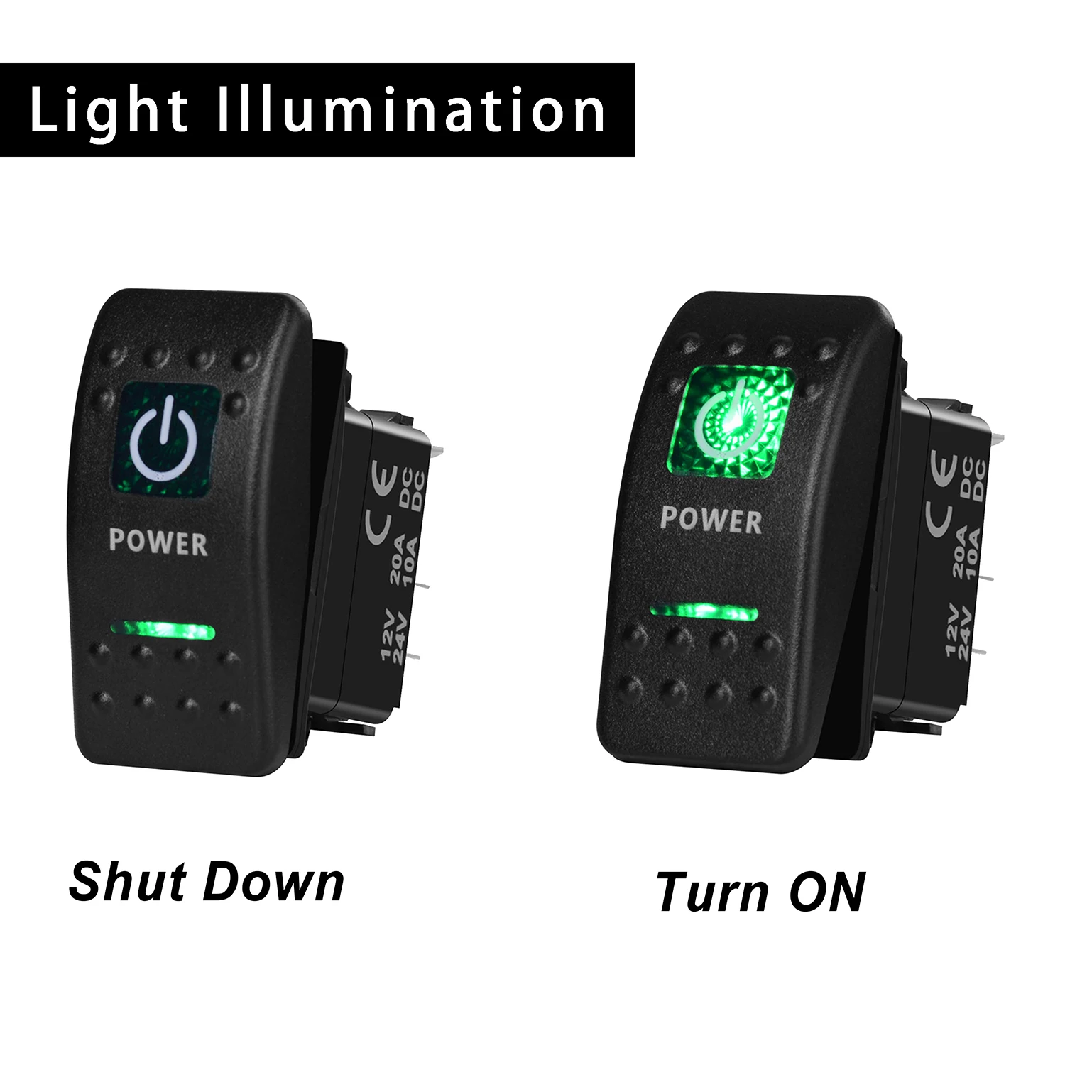 12V Bilge Pump Rocker Switch Green Led Momentary/Latching Marine Grade Toggle Switch For Caravan Marine 4X4 Carling ARB TYPE