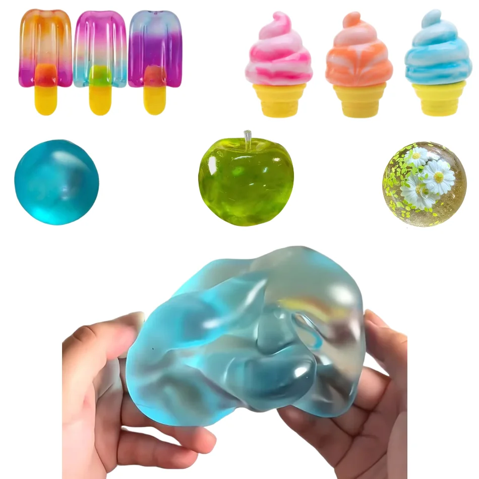 Blue Maltose Squishy Toys Anti Stress Sensory Fidgets Toy Soft Simulated Transparent Blue Maltose Slow-rebound Decompression Toy