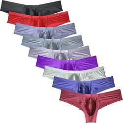 Sexy Men's Shiny Silk Mini Bikini Boxer Briefs Underwear Calzoncillos Enhance Pouch Bikini Boxers Panties