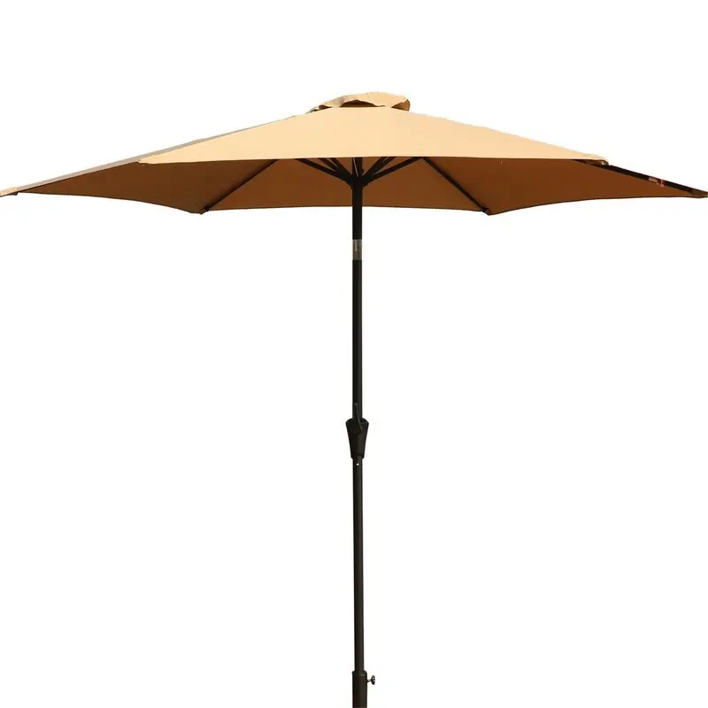 Outdoor Aluminum Patio Market Umbrella With 42 Pound Square Resin Base Push Button Tilt And Crank