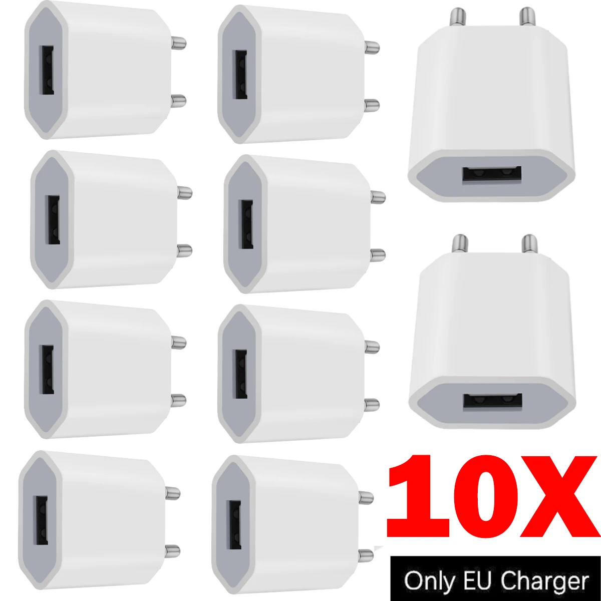 10pcs/lot US/EU Plug 5V 1A AC USB Charger Wall Power Adapter For Samsung iPhone 7 8 X Xr Xs max HTC Cell Phones