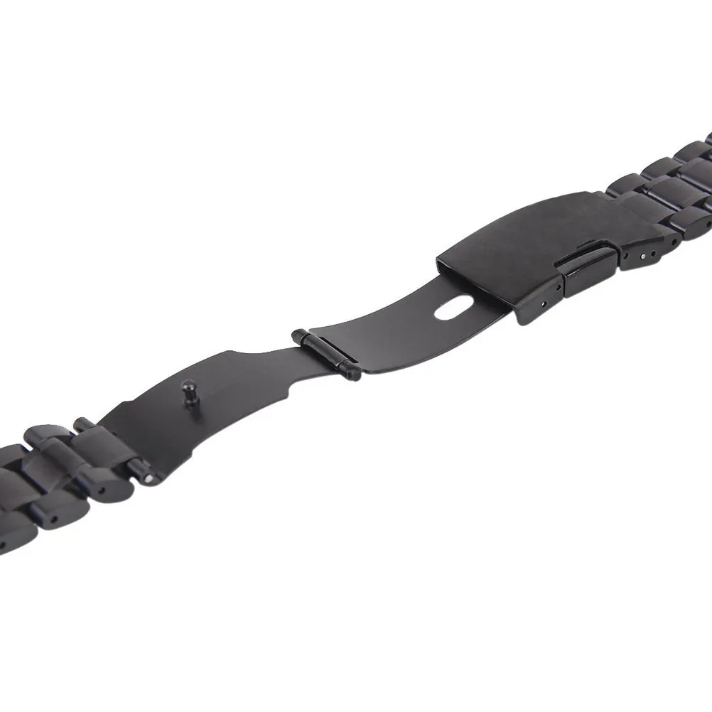 

4Pcs Black Stainless Steel Watch Band 22Mm Curved End Solid Link Strap Foldover Clasp Replacement Stainless Steel Watch Band