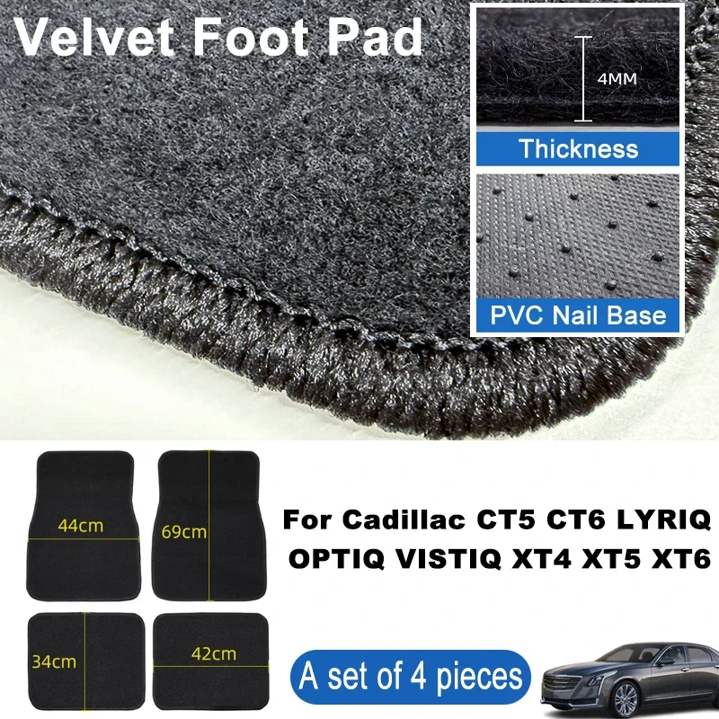 

For Cadillac CT5 CT6 LYRIQ OPTIQ VISTIQ XT4 XT5 XT6 Car Floor Mats Black Non-Slip 4Pcs Front & Rear Foot Mats Carpets Rugs