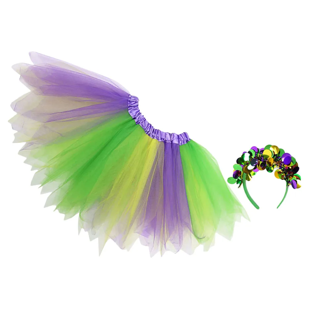 1 set Mardi Gras Tutu Gonna Fascia Accessori per costumi di carnevale per donne Ragazze Festa Festiva Outfit Mardi Gras Fascia per capelli