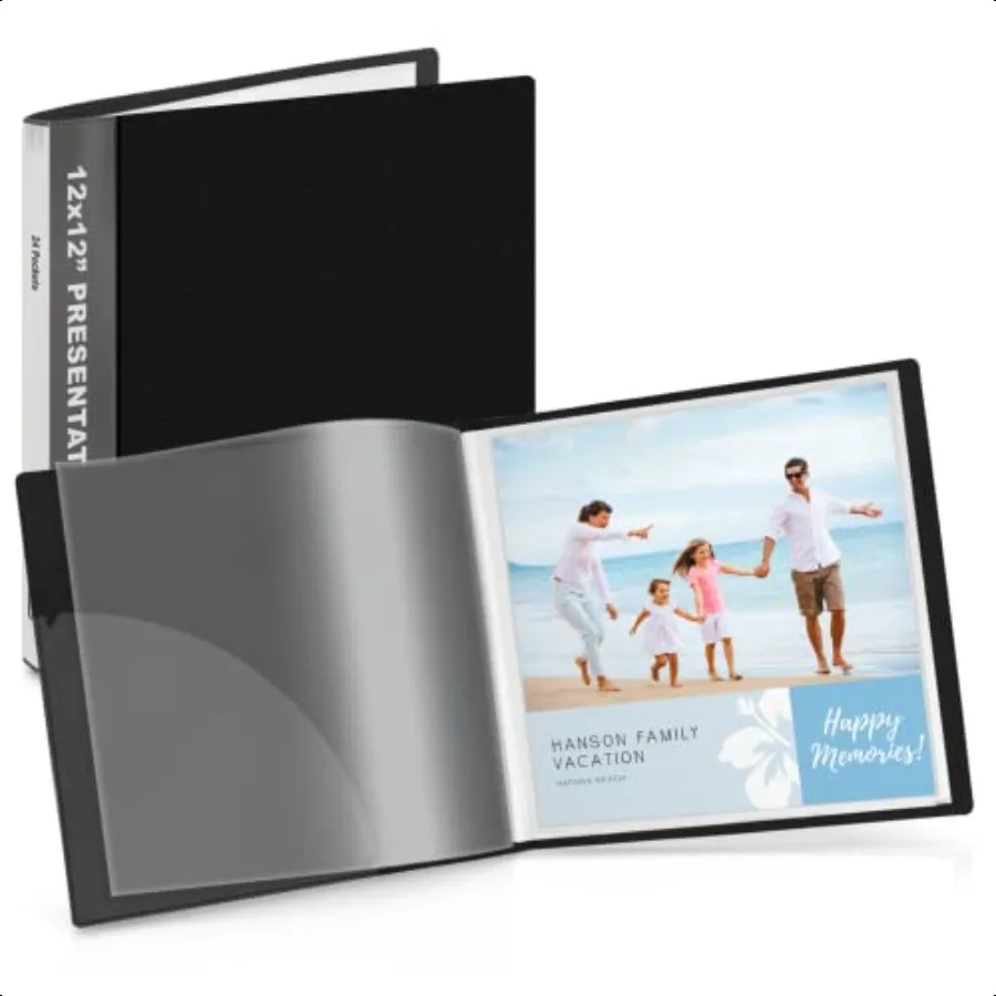 

12x12 Binder with Sleeves Folder with Clear Sheet Protectors 24Pockets Display 48 Pages 12 x 12 Presentation Book Art Portfolio