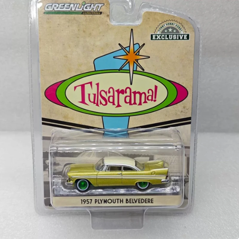 

GreenLight масштаб 1:64 1957 Plymouth BELVEDERE-зеленая машина, модель автомобиля из сплава, статическое украшение, коллекционные подарочные игрушки
