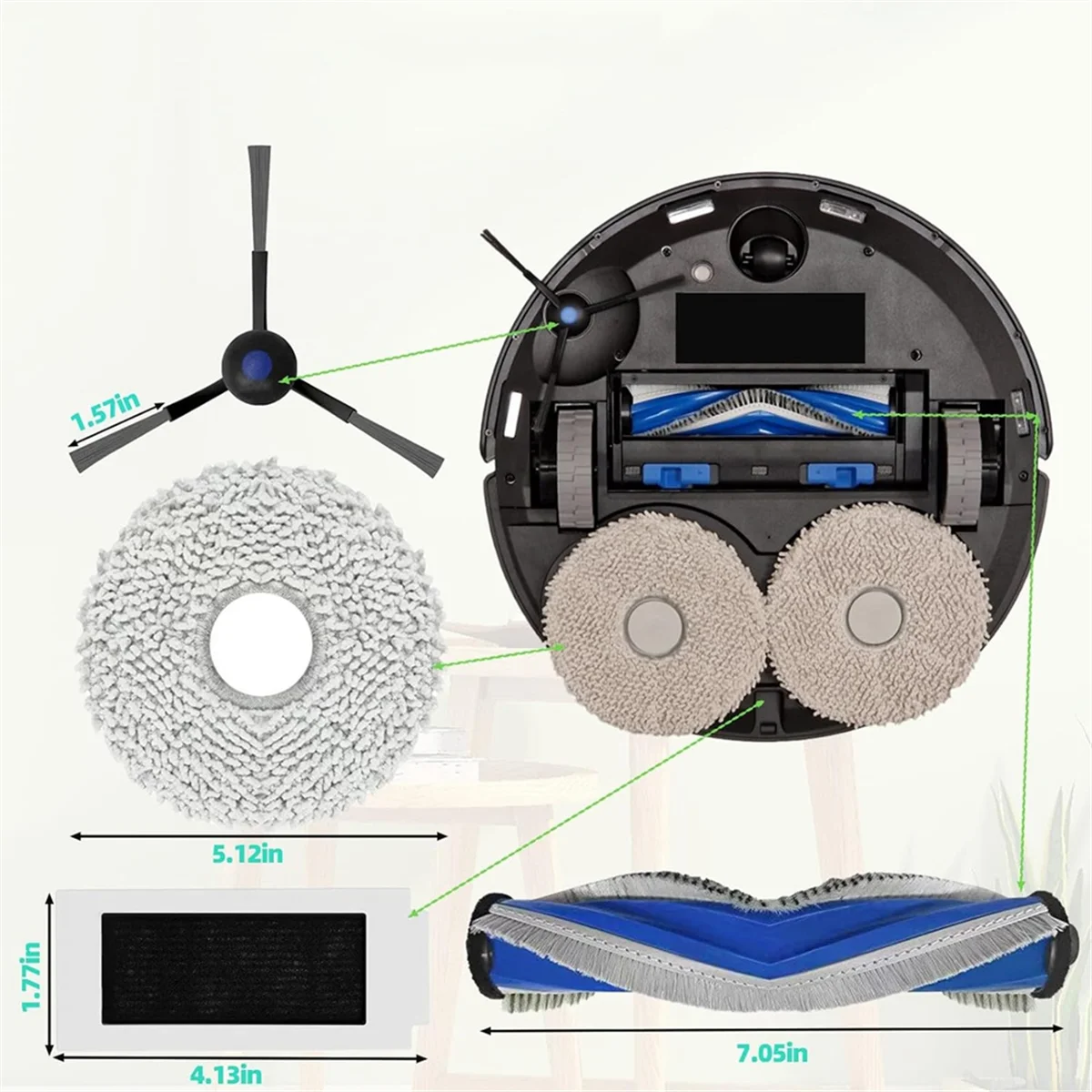 Para Yeedi M12 PRO + Robot aspirador rodillo Cepillo Lateral filtros Hepa almohadilla de fregona Kit de accesorios de repuesto