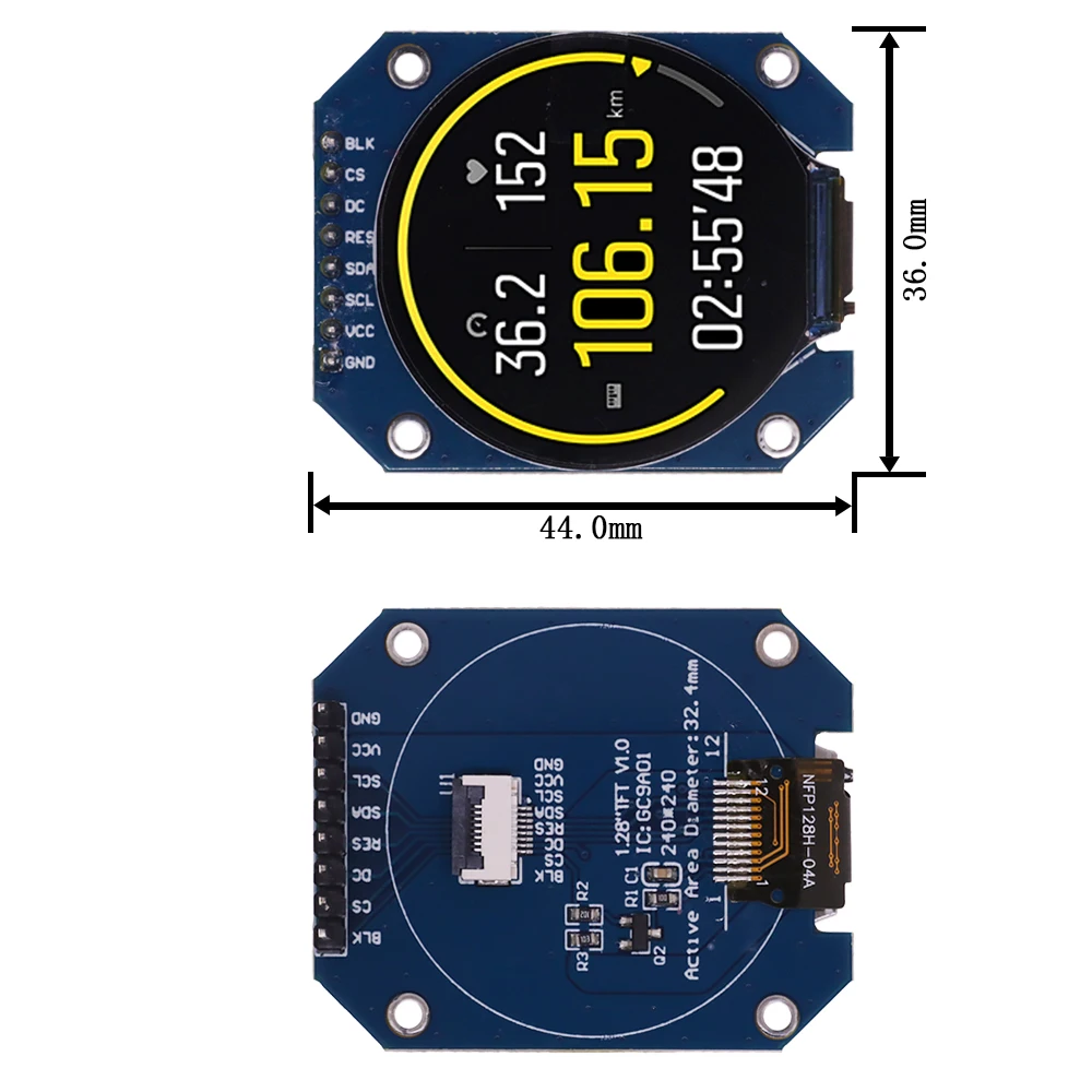 TFT Display 1.28 Inch TFT LCD Display Module Round RGB 240*240 GC9A01 Driver 4 Wire SPI Interface 240x240 PCB For Arduino