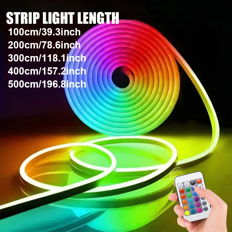 1 x Niederspannungs-5V-RGB-Neon-LED-Lichtstreifen mit 24-Tasten-Multifunktionsfernbedienung, 1m–5m, für Gaming, Musikbühnen, Junggesellenabschiede, Hochzeiten, Weihnachten und Heimdekoration – Detail 3