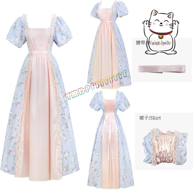 

Elegant medieval Victorian dress cosplay set women's dance dress high waisted tea party dress stage Halloween carnival costume n