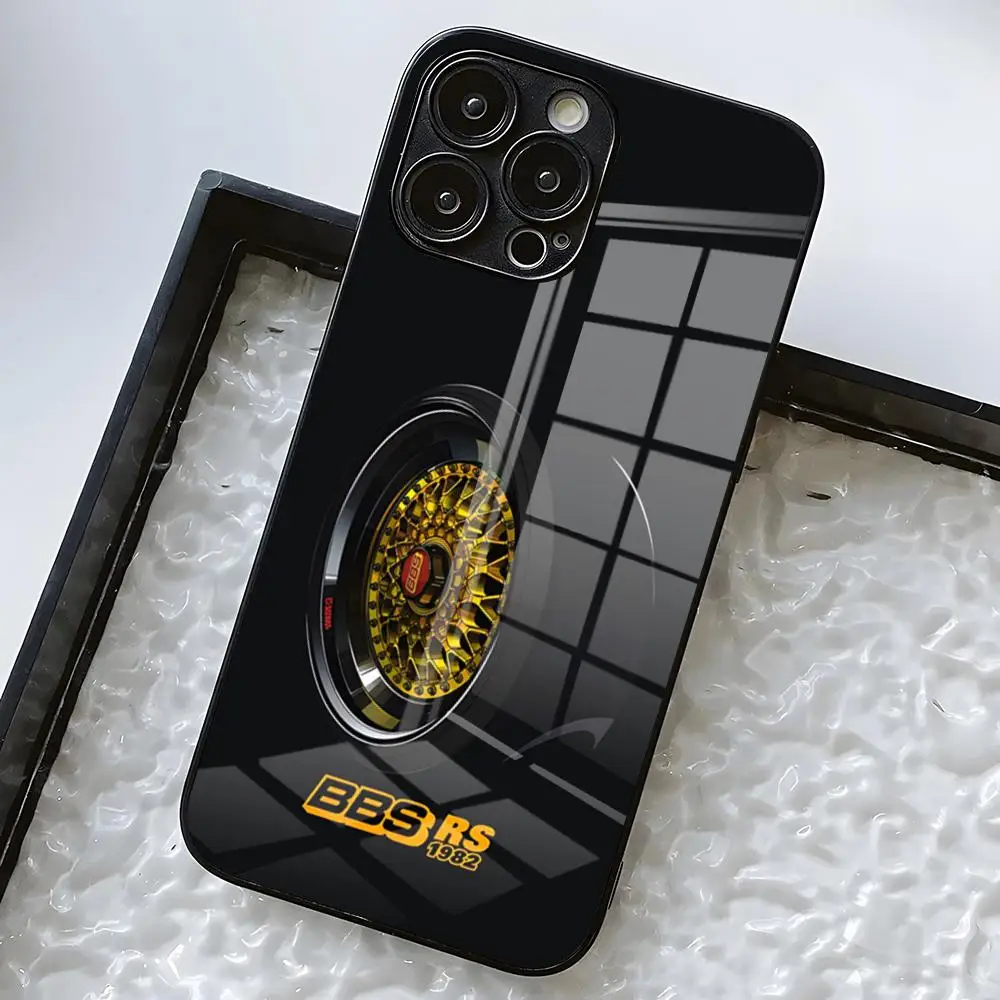 Funda de Teléfono con Diseño de Ruedas BBS para iPhone 17 Pro Max, 16, 15, 14 Pro Max, 13, 11, X, Xs, Xr, 8, 7 Plus, Cubierta de Vidrio