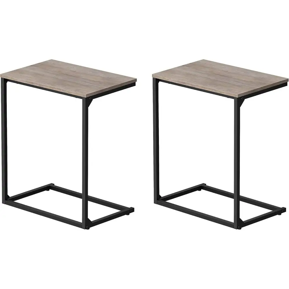 

Set of 2 C-Shape Side Tables, Compact Coffee Tables or Sofa Tables, Ideal for Living Room and Bedroom, 13.8 x 21.7 x 26, Greige