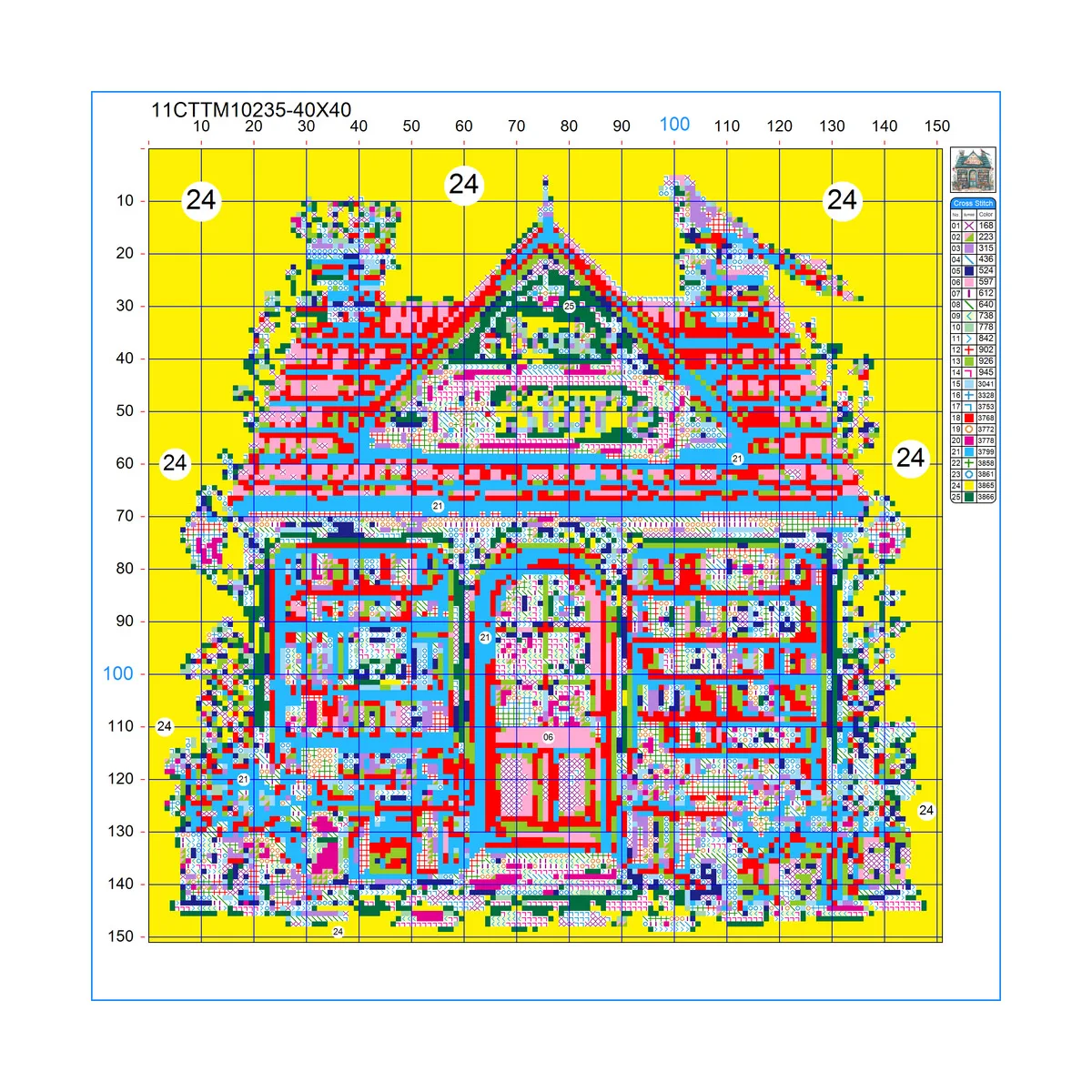 1 Stück 40x40 cm/15,74 Zoll, 11CT/14CT Kreuzstich-Set, DIY Valentinstagsgeschenk, Stickerei-Set für Festivals, Stadt – Detail 2