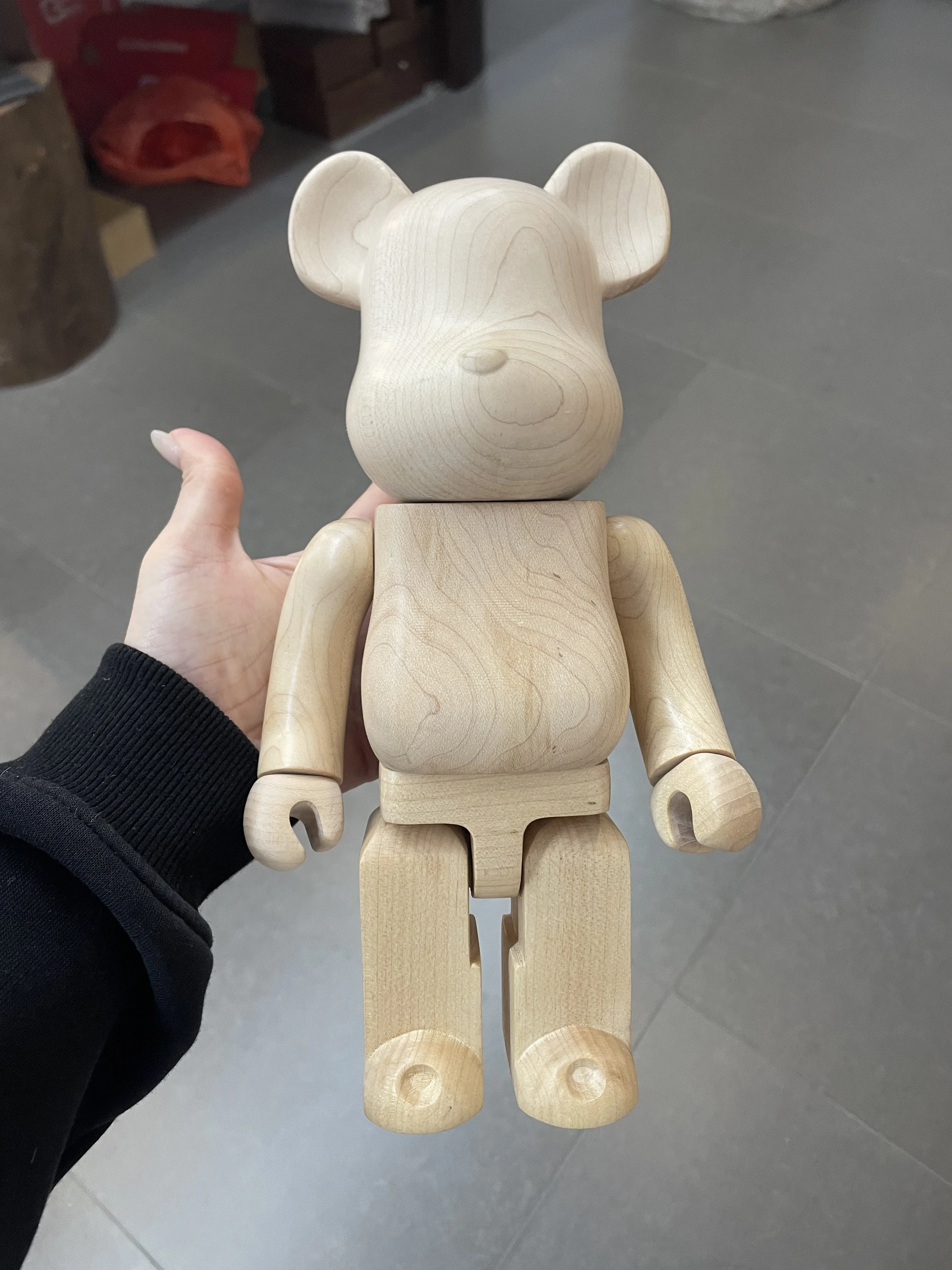 Maple wood material 28cm height handmade wooden bear joints can be rotated collection gift hand