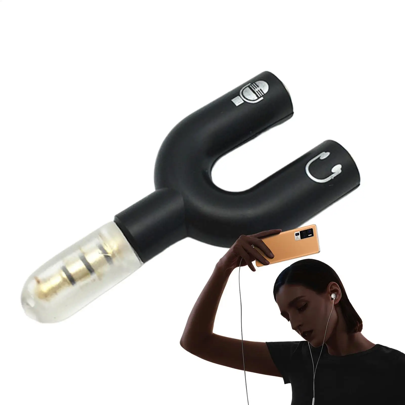 3.5mm jack fone de ouvido divisor microfone adaptador em forma de u estéreo 1-2 adaptador divisor de áudio para computador portátil orelha fone de ouvido cabo