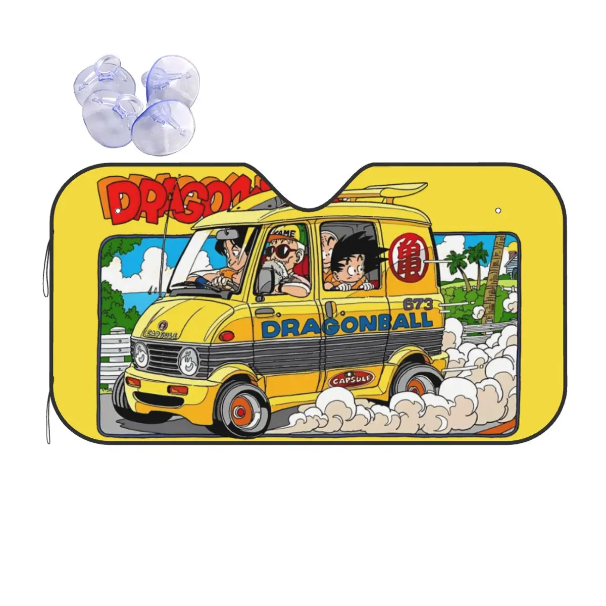 Dragon Ball Bus Выдвижной солнцезащитный козырек на лобовое стекло 70x130 см Мультяшный солнцезащитный козырек из алюминиевой фольги для автомобиля Стайлинг автомобиля