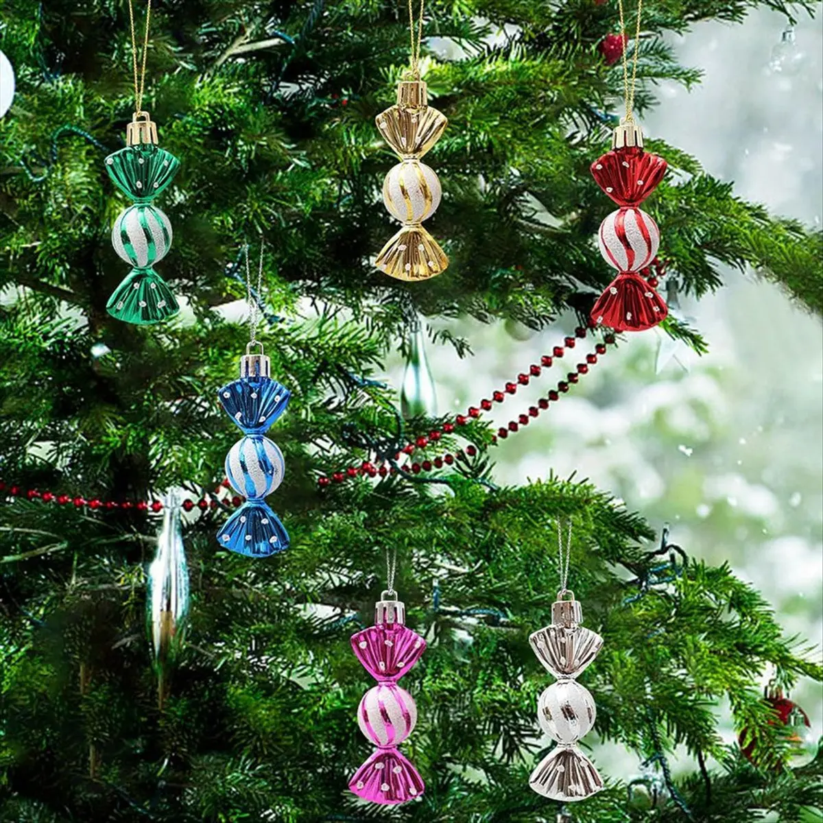 24PCS Christmas Tree Decoration Ball Ornaments for Christmas Hanging Seasonal Decoration Holiday Decoration &LICG