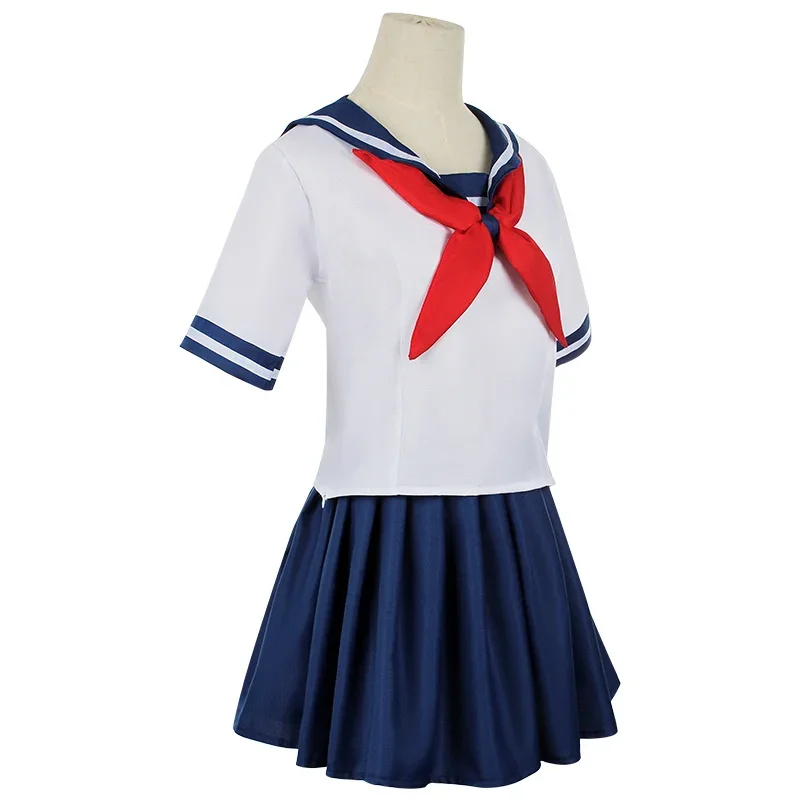 Yandere Simulator Ayano Aishi Cosplay Costumes Game Anime Girls JK Uniform Outfit Sailor T-shirt with Skirt Black Wigs Set Party