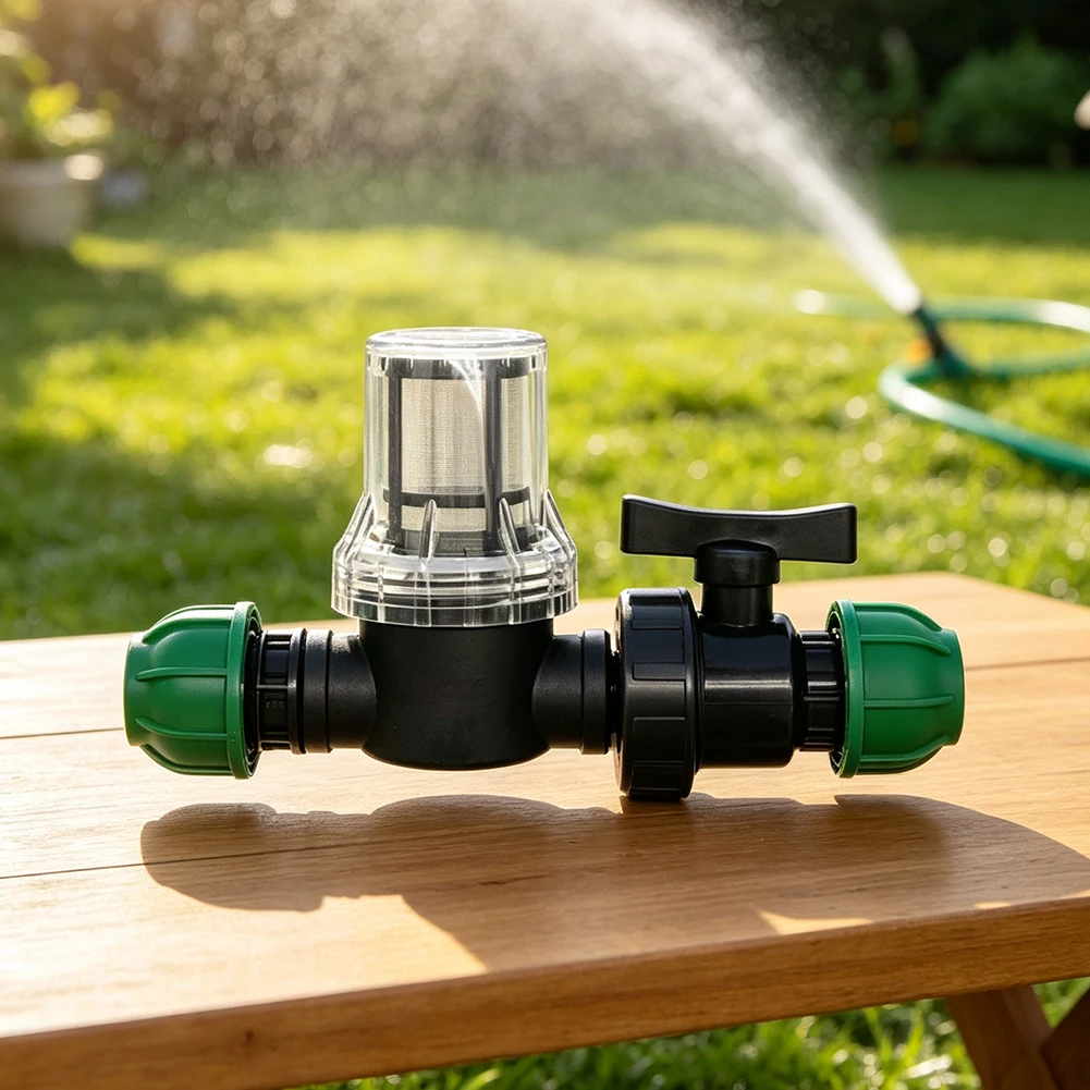 20/25/32mm Water Tube Quick Connector With Filter Garden Watering Adapter Water Tube Joint Farm Greenhouse Plant Watering Setup
