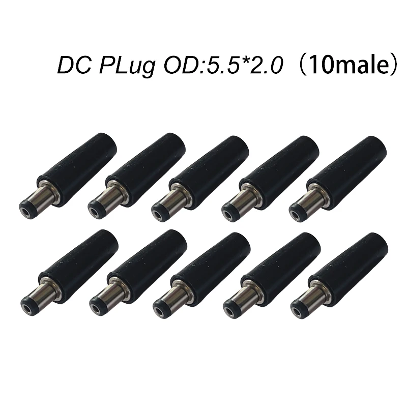 (10PCS) High Quality Hard Shell DC Powre Jack Male Plug Socket Adapter Power Connector Pin 2.0x5.5mm  5520