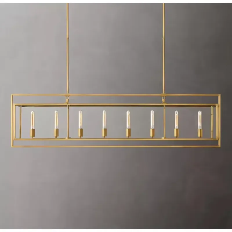 Kitchen Island Linear Pendant Lights Modern Stainless Steel Crystal AC Switch Control Ceiling Lighting