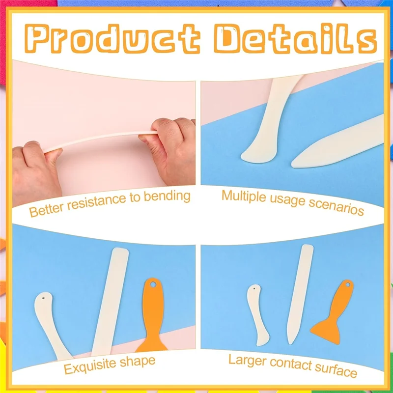 A95I-For Paper-Folding Bone Folder Tools 15 Pcs Creasing Scrapbooking Crafting Scraper For Paper-Leathercrafts Bookbinding