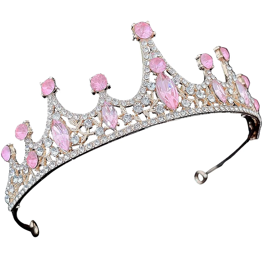 

Costume Crown Tiara Tiaras for Kids Vintage Little Girl Headbands Crowns Party Pink Rhinestone Girls Bride