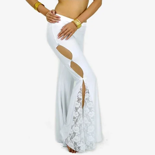 Professional Belly Dance Flank Openings Lace Trousers Pants Latin Dance Women Sexy Lacing Dance Pants