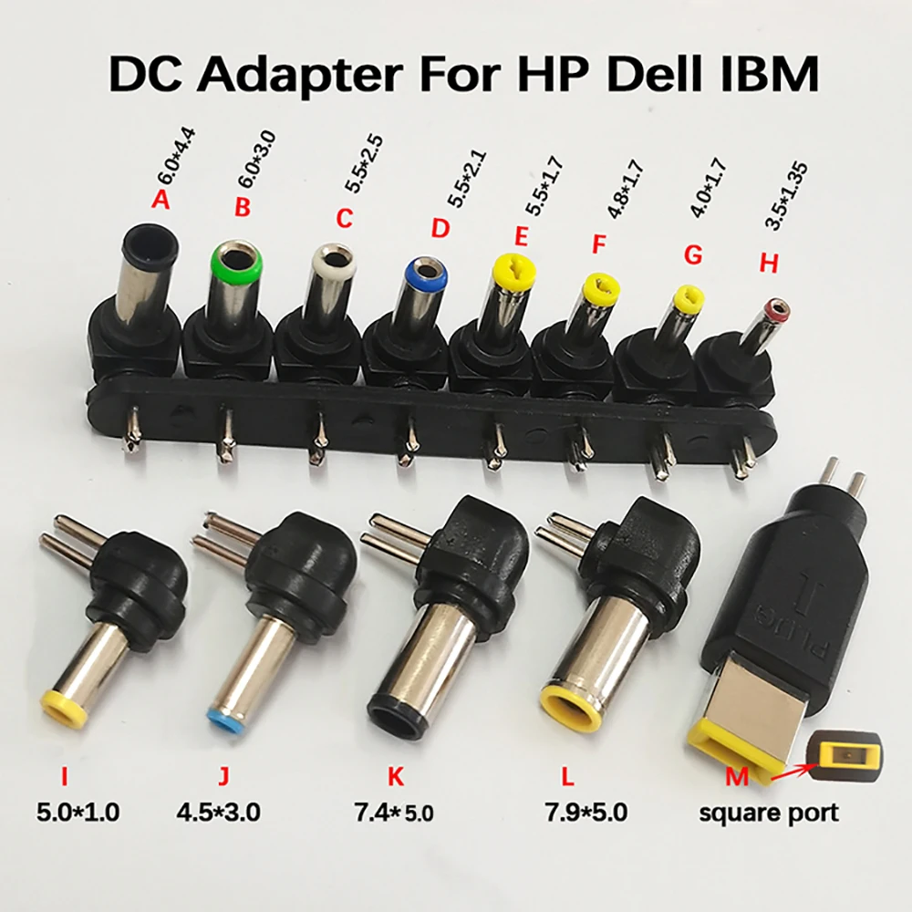 1 Stück DC-Stromanschluss-Adapter, Konverter-Stecker 8 7,9 7,4 6 5,5 5 4,8 4,5 4 3,5 4,4 2,5 2,1 1,7 1,35 1 mm 2-polig für HP Dell IBM DC-Stecker – Detail 2