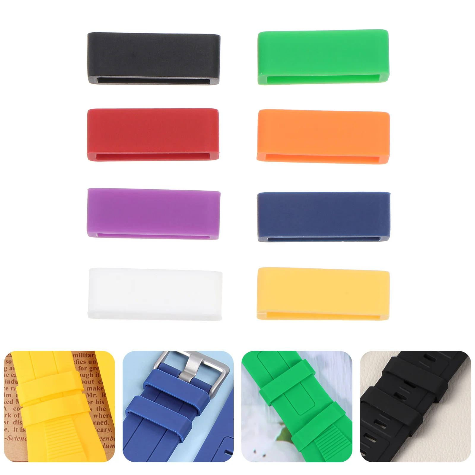 

8 Pcs Yellow Watchband Ring Loop Keeper Buckle Supplies Wristband Silicon Holder Comfortable