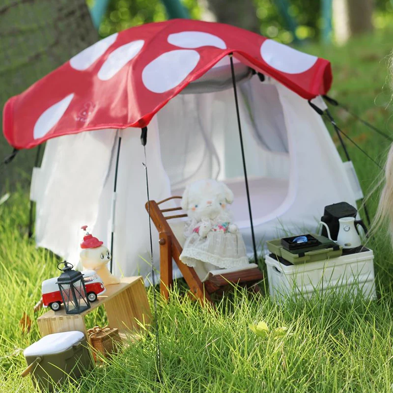 Dollhouse Outdoor Tent Set Mini  Travel Camping Kit Doll House Miniature Garden Micro Scene Decor Photo Props Toy