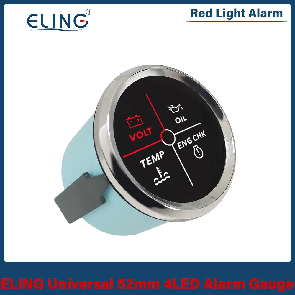 

ELING 52 мм Универсальный двигатель 4 светодиода Вольт Температура воды Масло Индикатор давления с красной подсветкой для лодки автомобиля 12 В 24 В