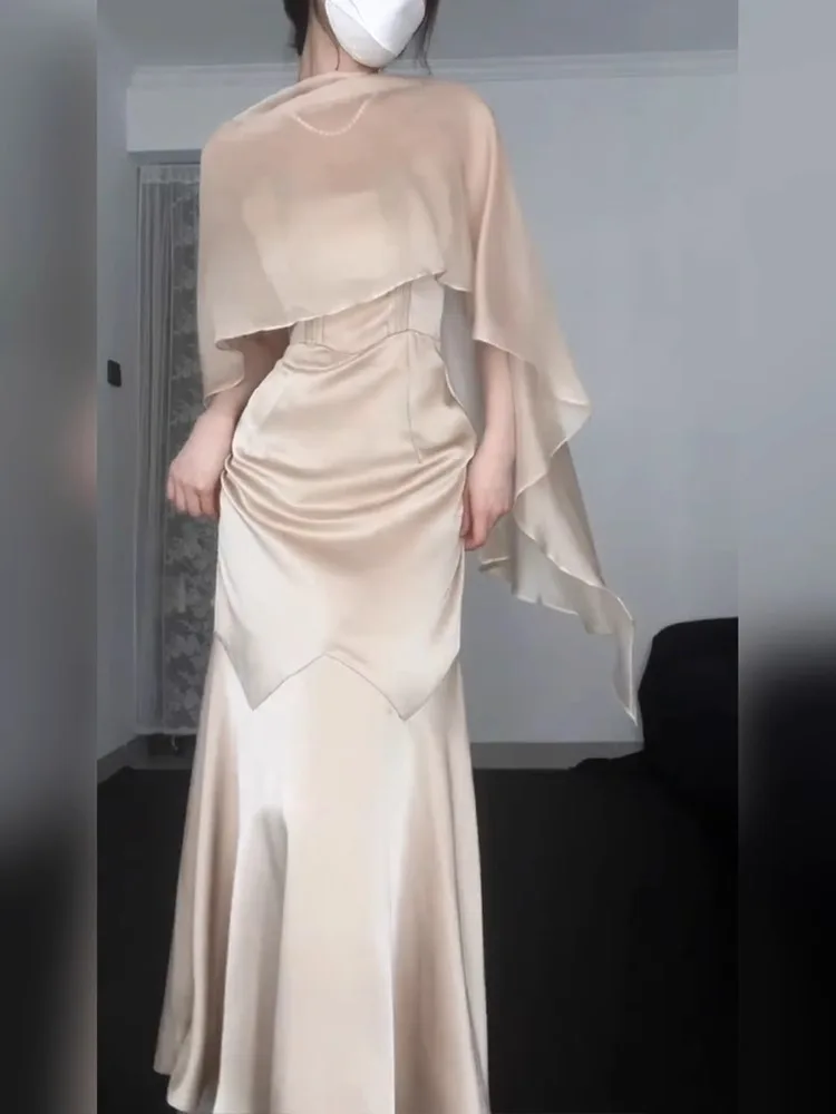 Ele French Sle Satijnen Wrap Dr Dames Cold Tone Personali Op maat gemaakte rok Tweedelige set voor Par Lente Zomer