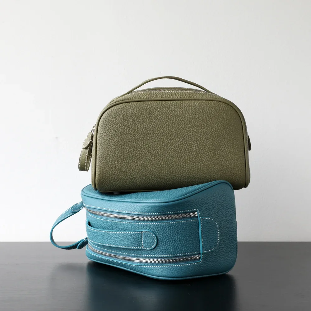 VOLVAETEC New First-layer Cowhide Cosmetic Bag 2025 Women Portable Travel Toilet Bag  Advanced Storage Casual Versatile