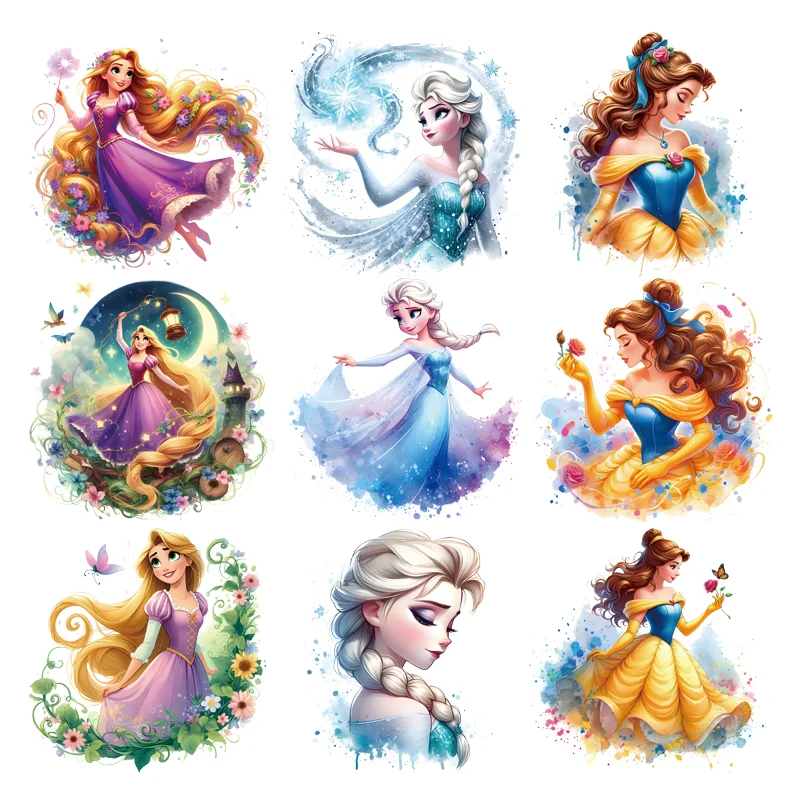 Disney Princess Rapunzel and Aurora fusible clothing patches thermo-stickers for children iron on transfer DIY Sewing Decoration