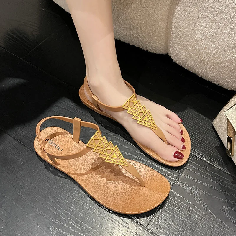 Ipomoea Women Sandals 2023 Summer Flat Shoes Female Bohemian Flip Flops Ladies Vacation Beach Sandales Girls Street Footwear